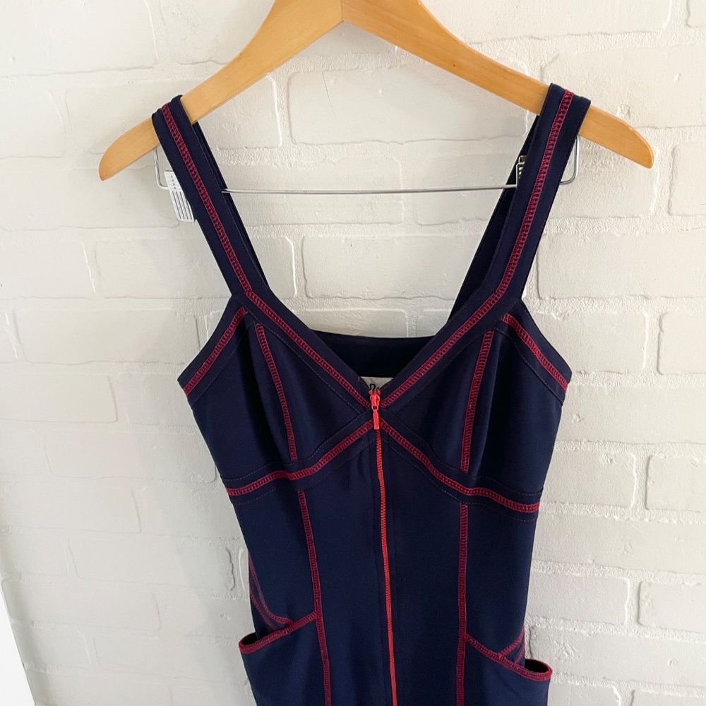Joseph Ribkoff Futuristic Bodycon Zip Dress Contrast Stitch Statement Pockets 6 - Picture 6 of 15